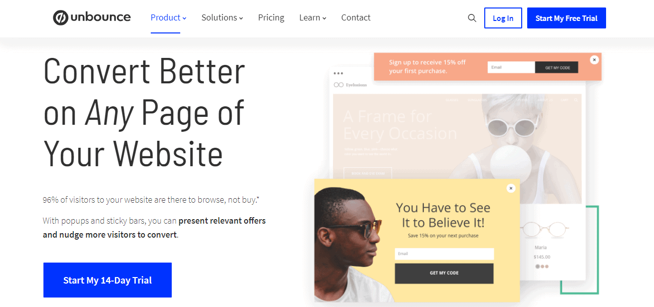 Unbounce popups and sticky bars