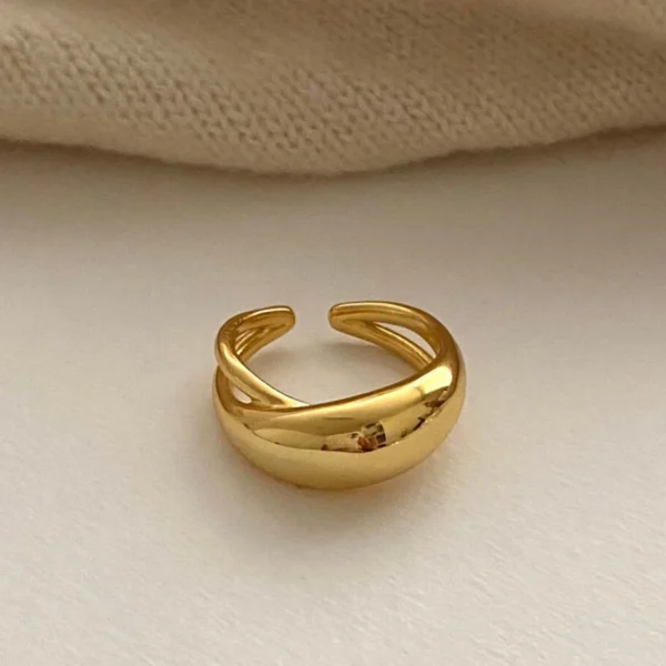 Smooth Surface Cross Ring for Women Girl Irregular Simple Fashion Adjustable Open Ring Geometric Jewelry Gold Silver Color - Image 5