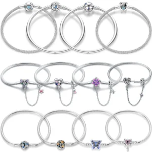Real 925 Sterling Silver 17-20CM Butterfly Pet Ocean Starry Sky Original Bracelet Fit For Wedding Fine Jewelry DIY Making