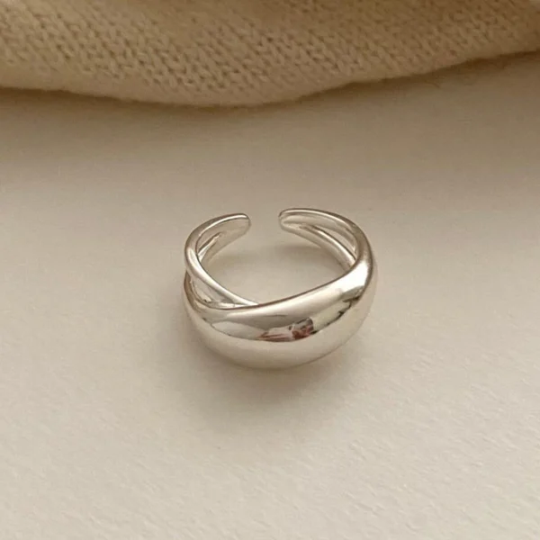 Smooth Surface Cross Ring for Women Girl Irregular Simple Fashion Adjustable Open Ring Geometric Jewelry Gold Silver Color - Image 4