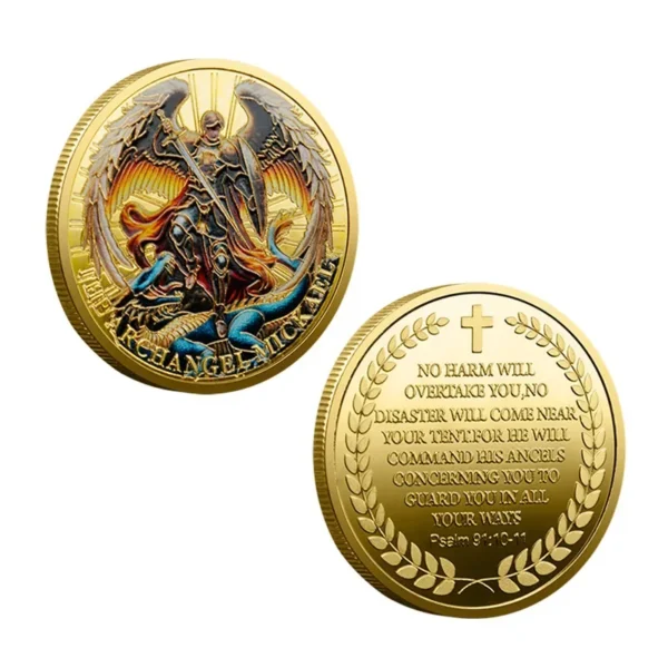 The Archangel Michael Gold Plated Collectible Coin Archangel Guardian Angel Commemorative Coins - Image 3
