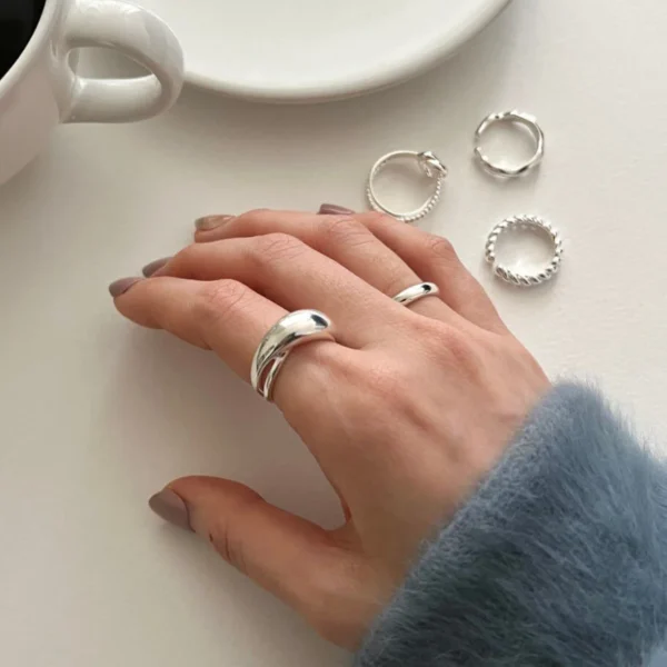 Smooth Surface Cross Ring for Women Girl Irregular Simple Fashion Adjustable Open Ring Geometric Jewelry Gold Silver Color - Image 2