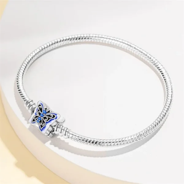 New Silver 925 Original 17-20CM Blue Butterfly Octagonal Star Devil's Eye Bracelets For Women Fit DIY Charms Birthday Jewelry - Image 6