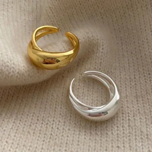 Smooth Surface Cross Ring for Women Girl Irregular Simple Fashion Adjustable Open Ring Geometric Jewelry Gold Silver Color
