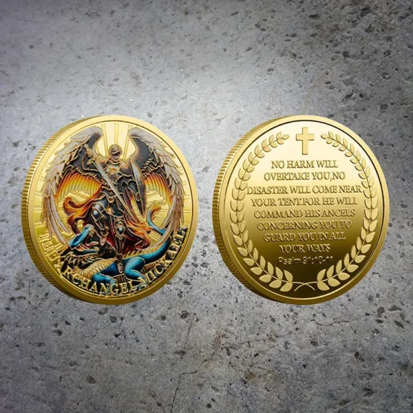 The Archangel Michael Gold Plated Collectible Coin Archangel Guardian Angel Commemorative Coins - Image 6