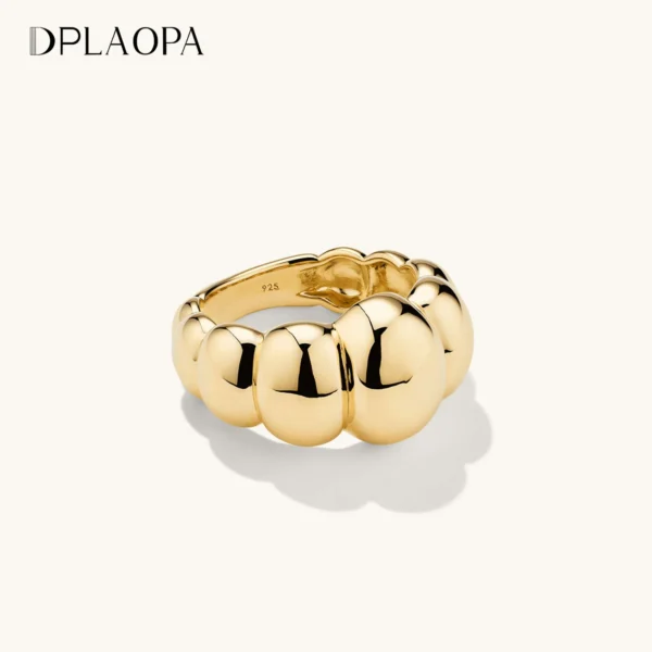 DPLAOPA 925 Sterling Silver Gold Irregular Big Ring Women Luxury Fine Fashion Women Vintage Wedding Jewelry Gift