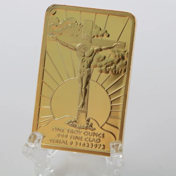 1pcs Last Dinner Christ Jesus Gold Bar Jesus and Angel 1 OZ Gold Replica 999 Gold Clad Bullion Bar Christian Commemorative Coin - Image 2