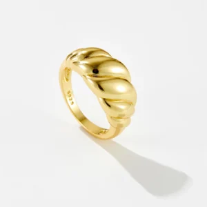 DPLAOPA 925 Sterling Silver Gold Croissant Dome Ring Women Luxury Jewelry Screw Fine Jewelry Fashion Round Wedding Jewels
