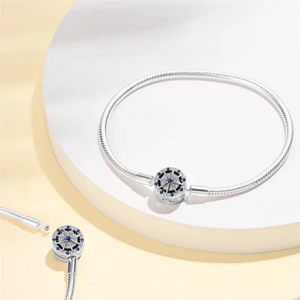 New Silver 925 Original 17-20CM Blue Butterfly Octagonal Star Devil's Eye Bracelets For Women Fit DIY Charms Birthday Jewelry - Image 2
