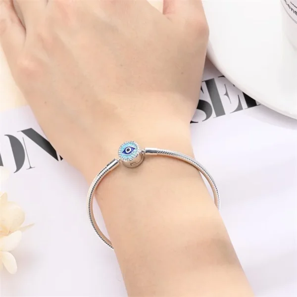 New Silver 925 Original 17-20CM Blue Butterfly Octagonal Star Devil's Eye Bracelets For Women Fit DIY Charms Birthday Jewelry - Image 5