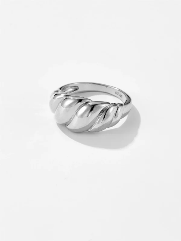 DPLAOPA 925 Sterling Silver Gold Croissant Dome Ring Women Luxury Jewelry Screw Fine Jewelry Fashion Round Wedding Jewels - Image 2