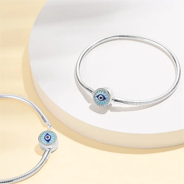 New Silver 925 Original 17-20CM Blue Butterfly Octagonal Star Devil's Eye Bracelets For Women Fit DIY Charms Birthday Jewelry - Image 4