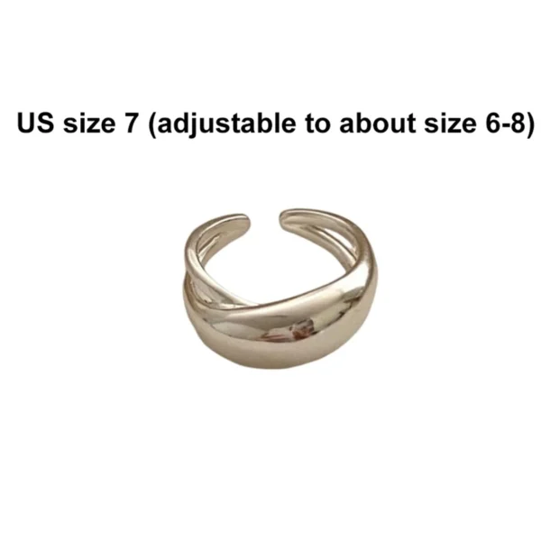 Smooth Surface Cross Ring for Women Girl Irregular Simple Fashion Adjustable Open Ring Geometric Jewelry Gold Silver Color - Image 6