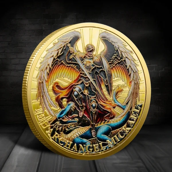 The Archangel Michael Gold Plated Collectible Coin Archangel Guardian Angel Commemorative Coins - Image 4
