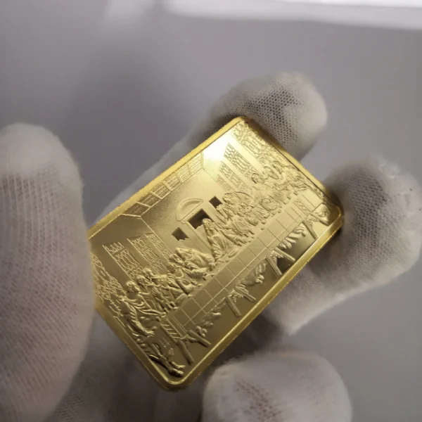 1pcs Last Dinner Christ Jesus Gold Bar Jesus and Angel 1 OZ Gold Replica 999 Gold Clad Bullion Bar Christian Commemorative Coin - Image 4