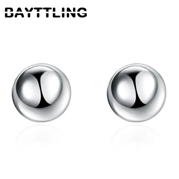 High Quality 925 Sterling Silver Simple 8/10MM Fine Beads Stud Earrings For Women Fashion Wedding Charm Earrings Gift - Image 4