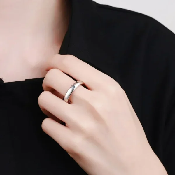 New Luxury PT950 Platinum Fine Jewelry Resizable 0.1CT Moissanite Be Engaged Unisex Rings VVS1 D Color Diamond Lovers Universal - Image 3