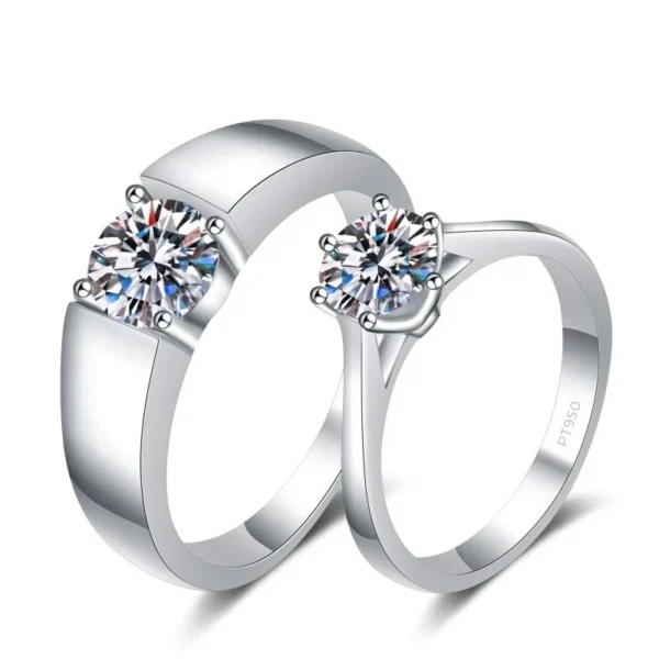New women and men PT950 Platinum GRA Certified D Color 0.5/1/1.5CT Moissanite Couple Ring Lovers Wedding Promise Diamond Rings - Image 5