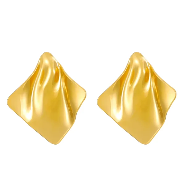 New Stainless Steel Pleated Geometric Earrings For Women Jewelry 2025 Trending Vintage Women's Smooth Gold Color Stud Earrings - Image 6