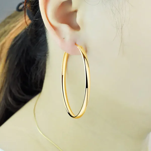 Somilia - New Platinum Plated 925 Sterling Silver Women's Hoop Earrings 3.0mm Fashion Earring Jewelry For Women Gift With Box - Image 2