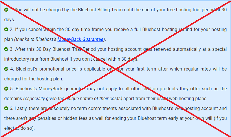 Bluehost free trial does not exist