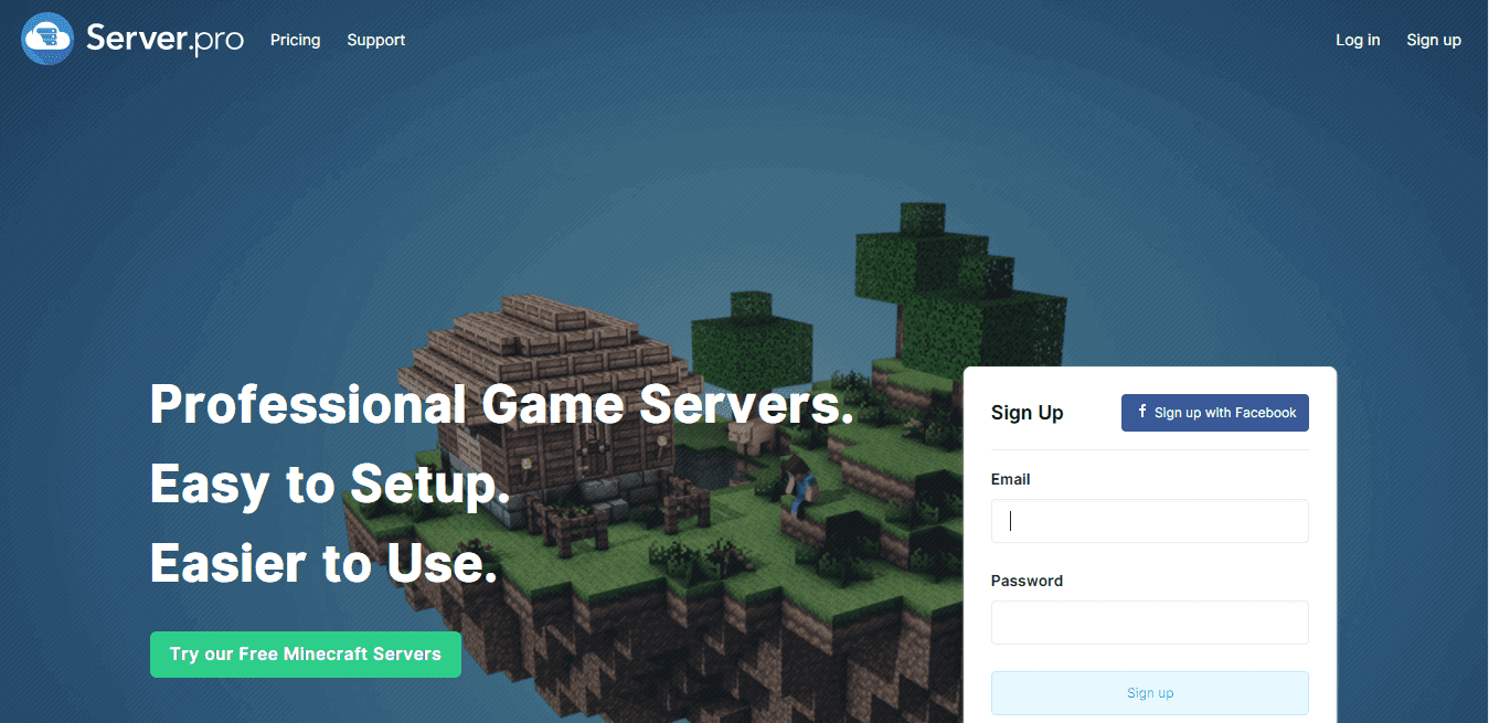 Server.pro Minecraft server free hosting