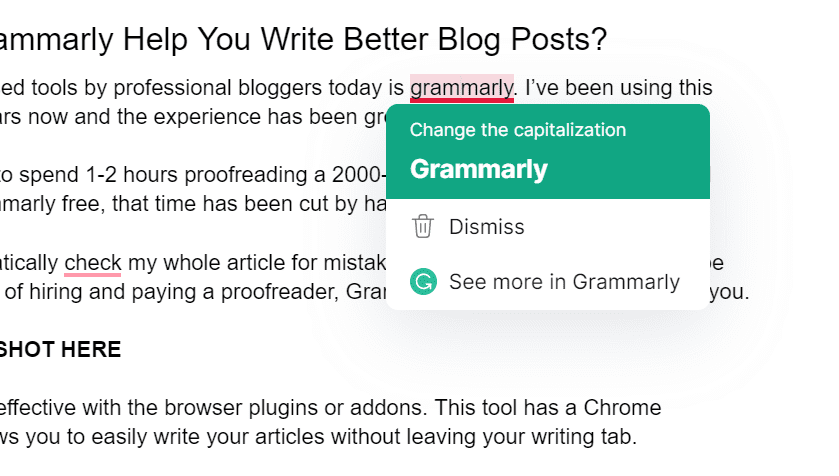 Grammarly Free proofing content
