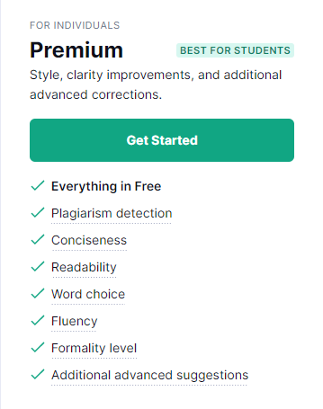 Grammarly Premium paid plan