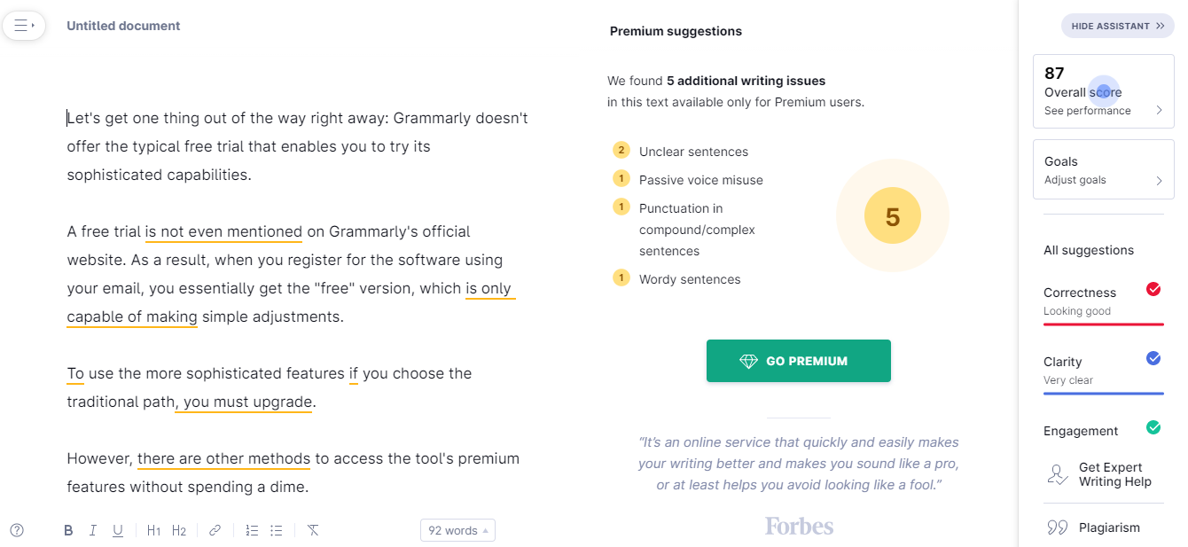 Use Grammarly to improve paraphrased content