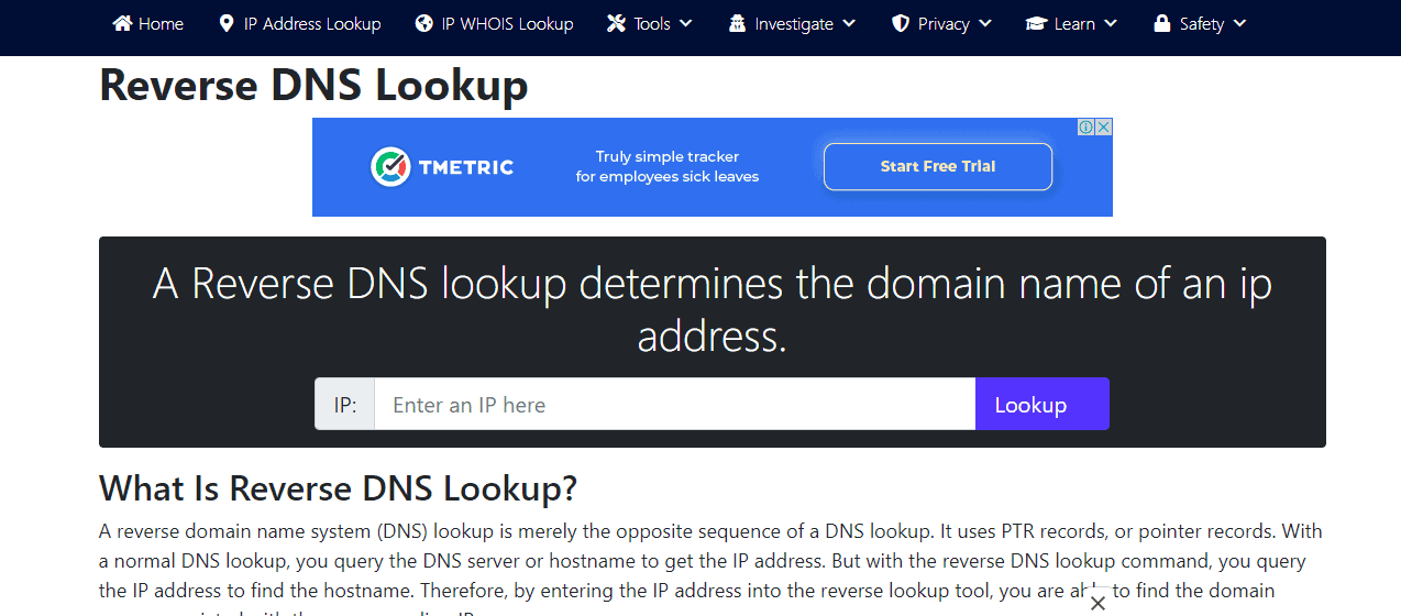 Reverse DNS Lookup