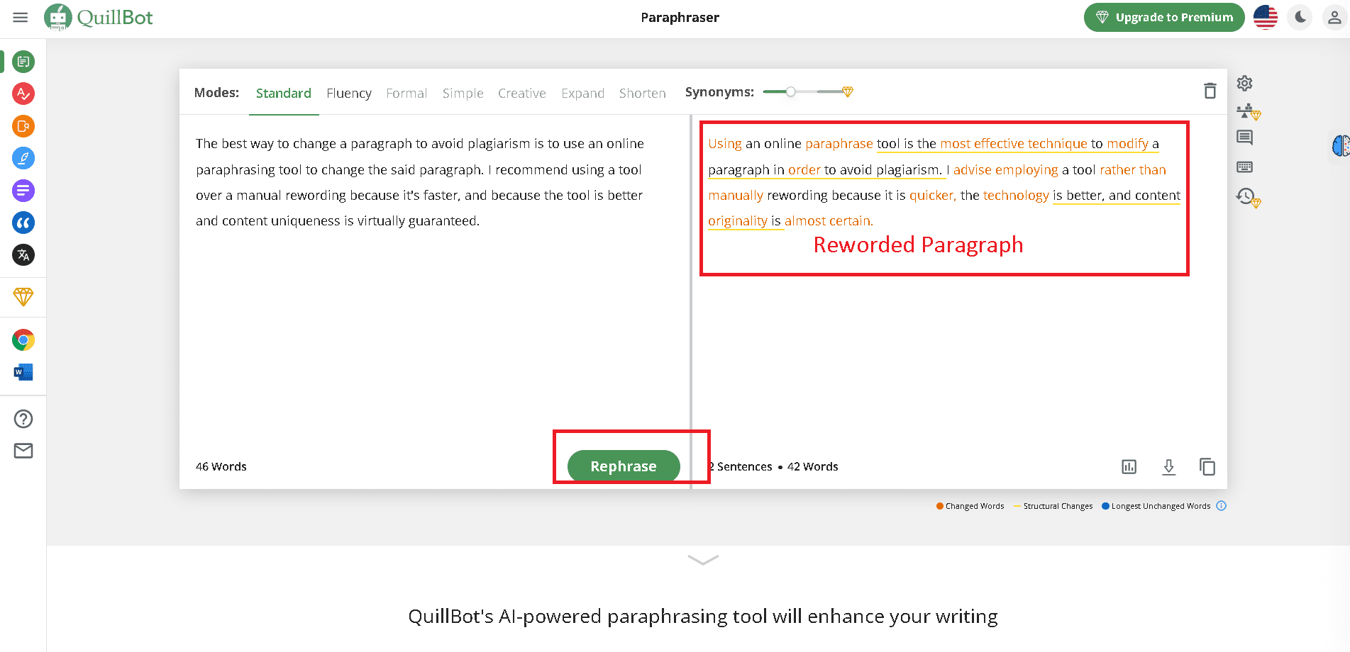Change a paragraph to avoid plagiarism using Quillbot free version