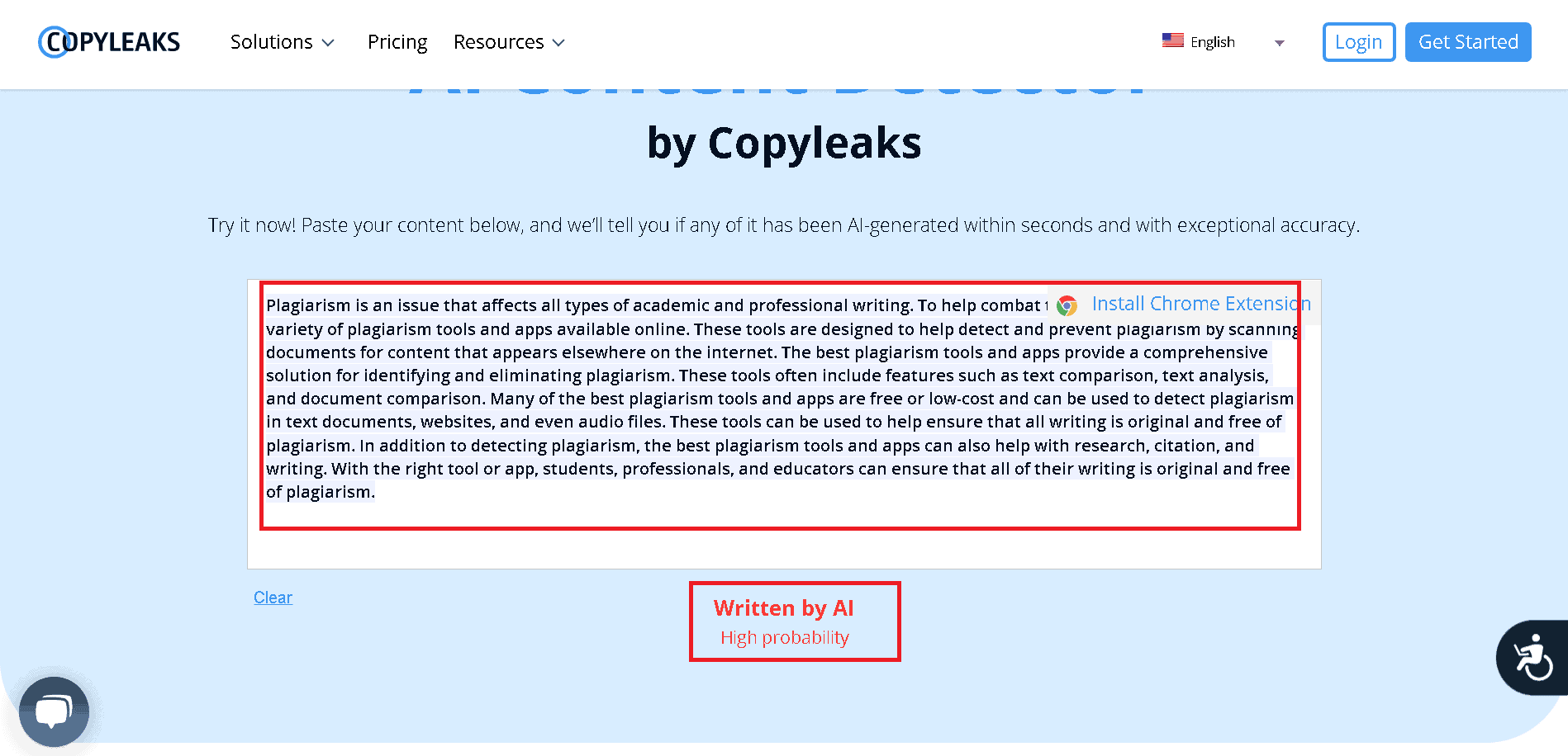 Copyleaks easily detected AI content created by Writesonic