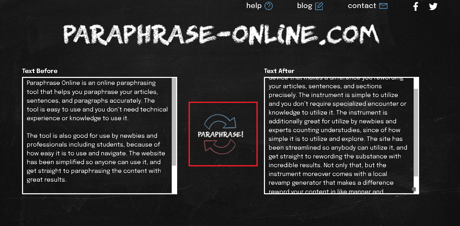 Paraphrase-Online example of paraphrased content