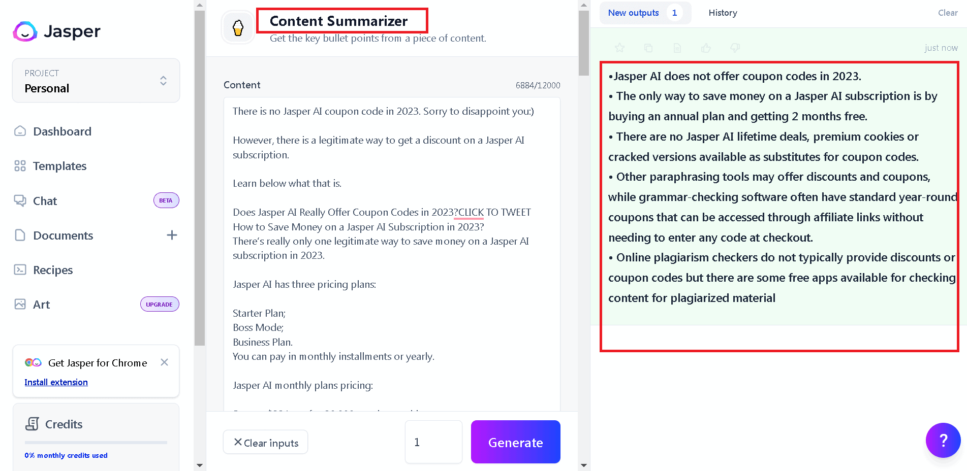 Jasper AI content summarizer can replace Quillbot Summarizer