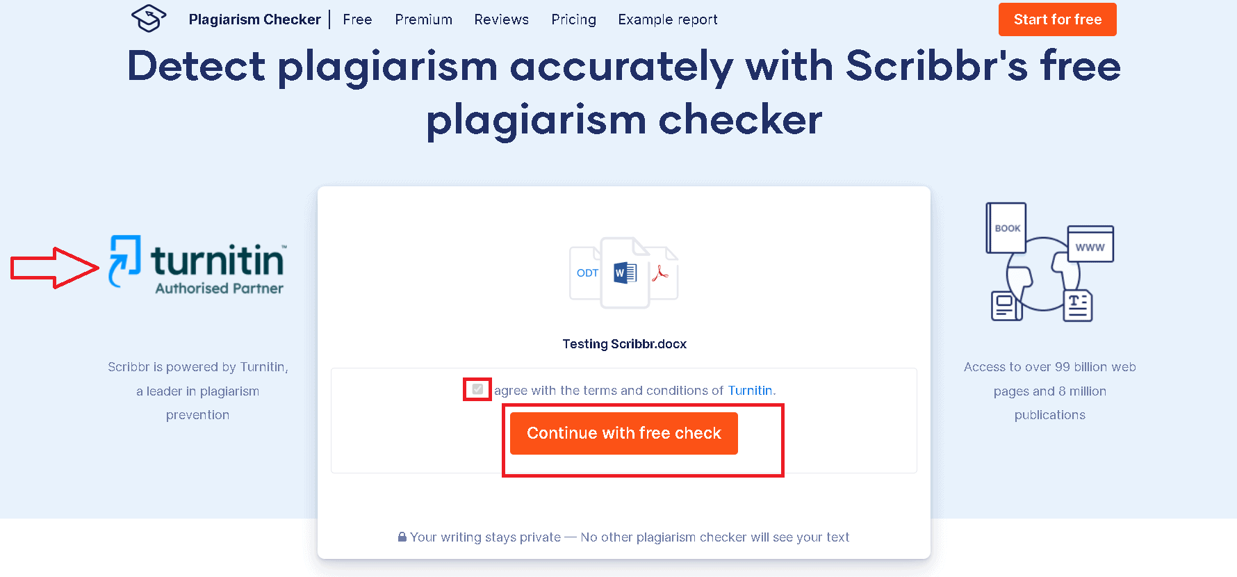 upload a document to Scribbr plagiarism checker app