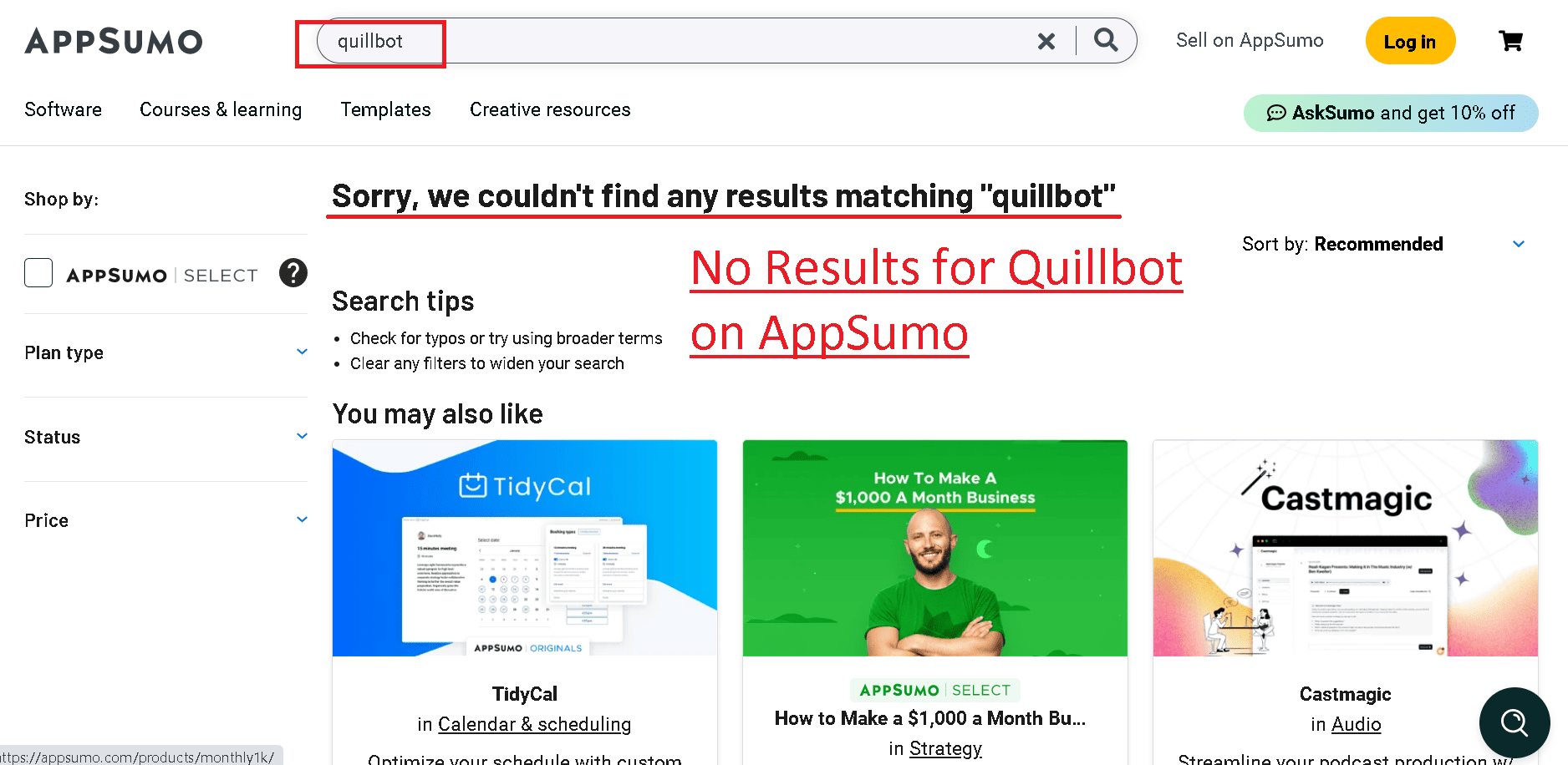 Quillbot AppSumo deal doesn't exist