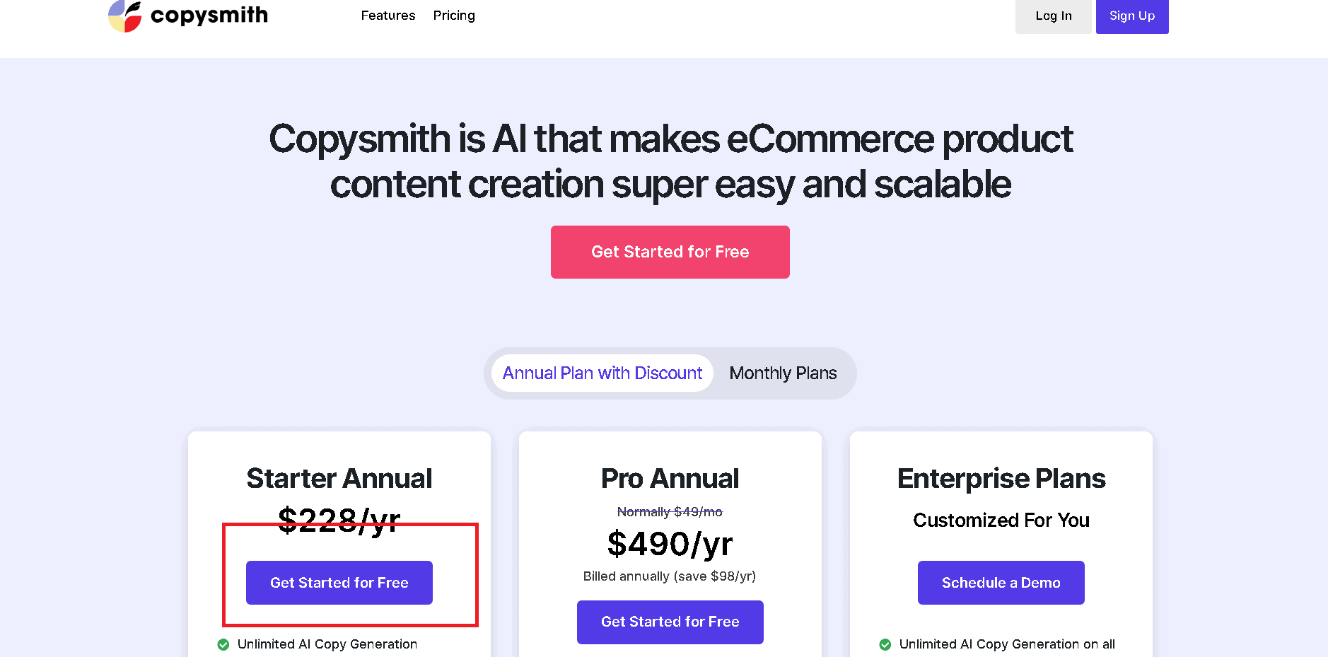 start a free trial with Copysmith