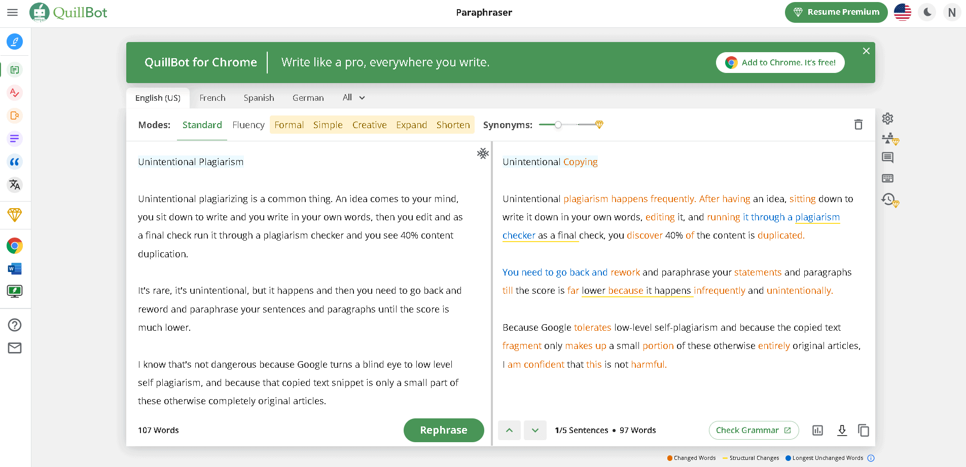 Quillbot can paraphrase content at the same level as Jasper AI