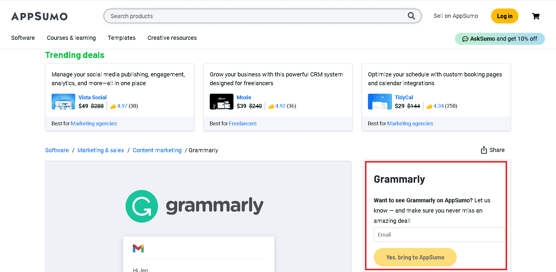 Grammarly AppSumo sale doesn't exist