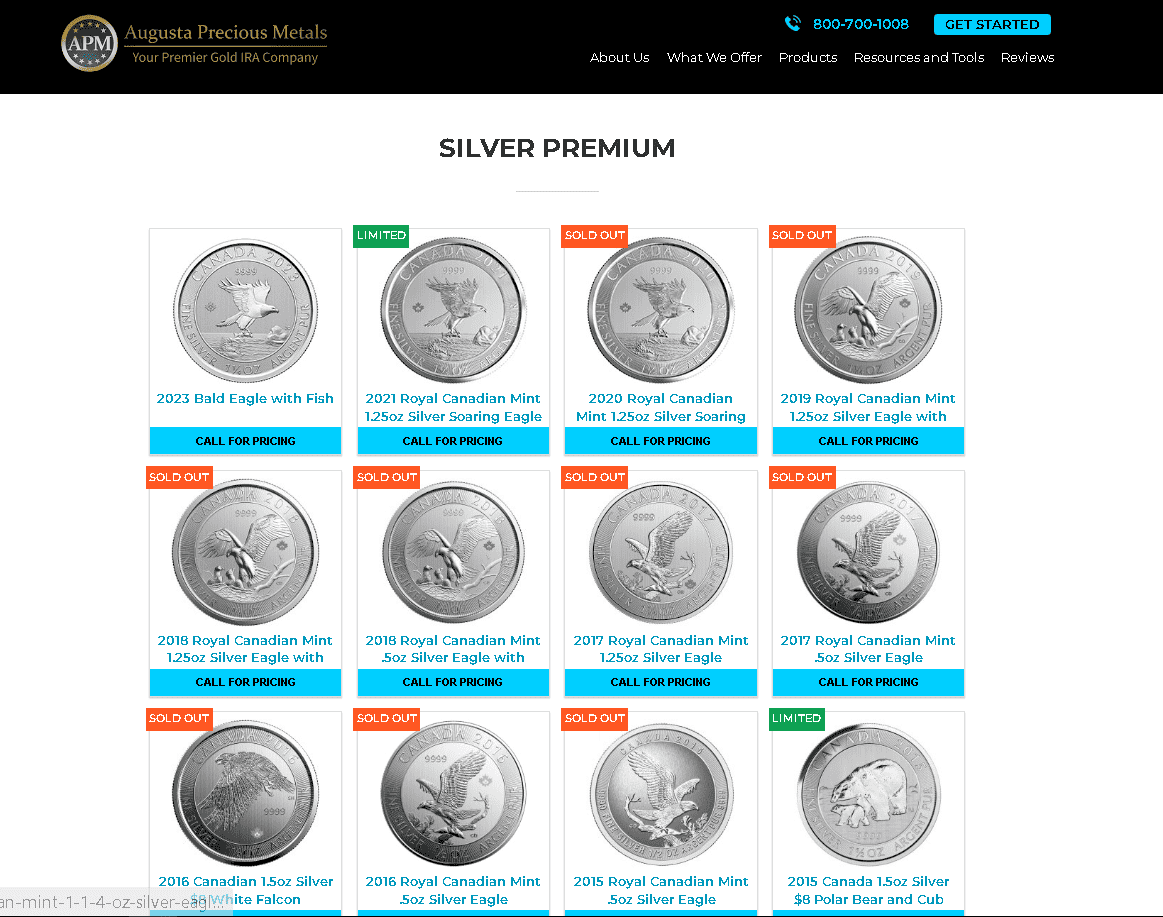 Augusta Precious Metals premium silver bullion