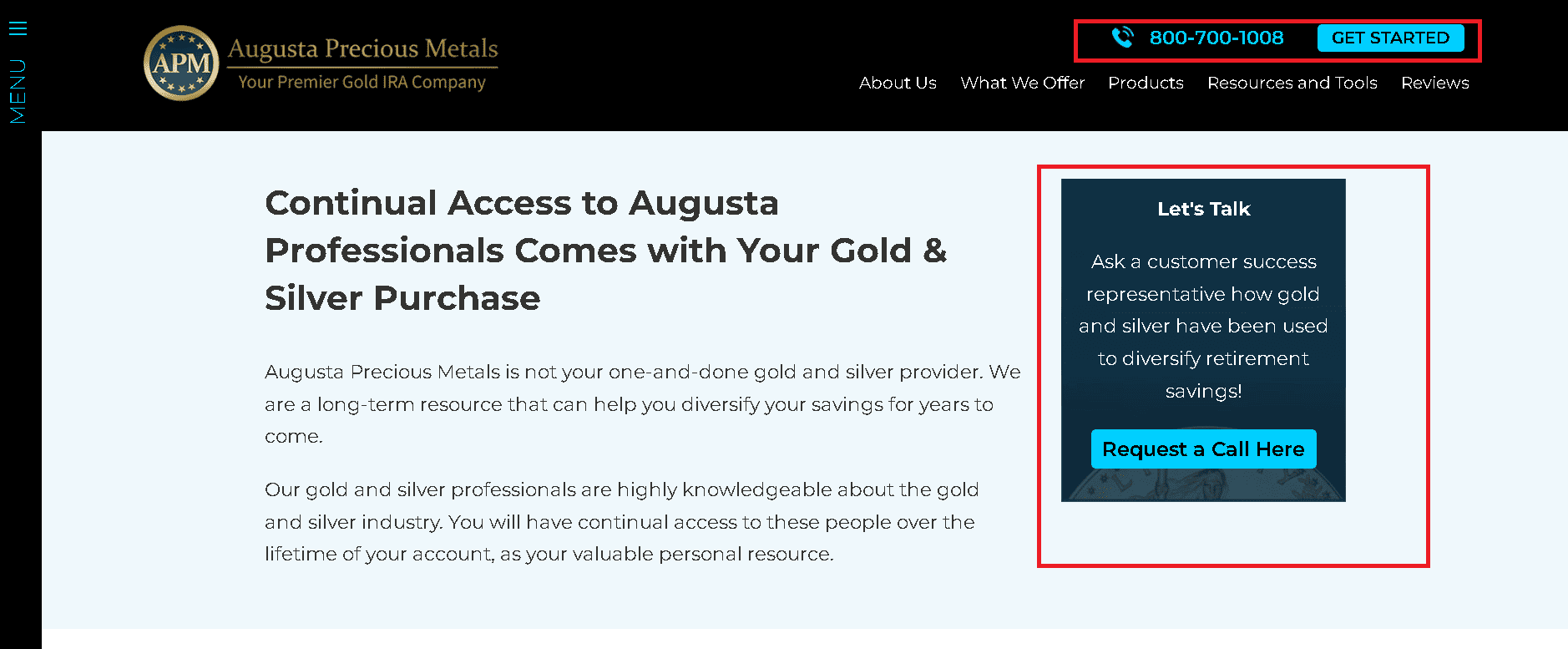 Contact Augusta Precious Metals and get assigned a personal agent