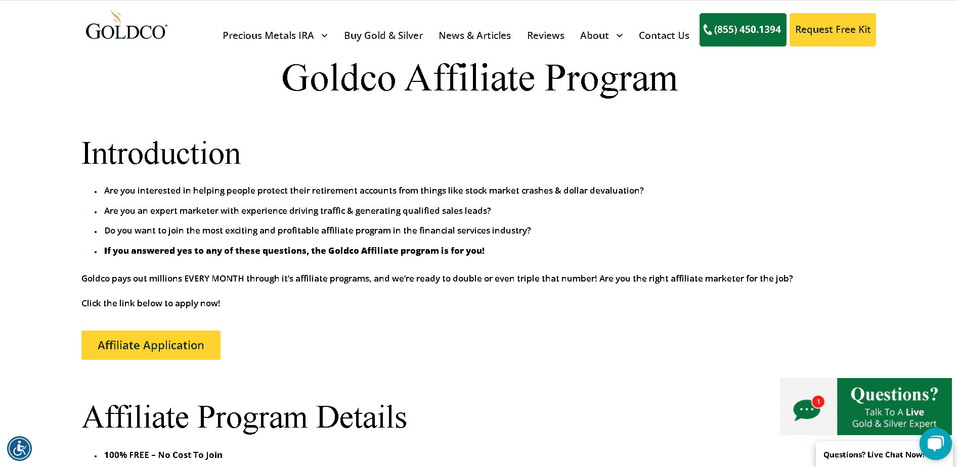 Goldco affiliate program