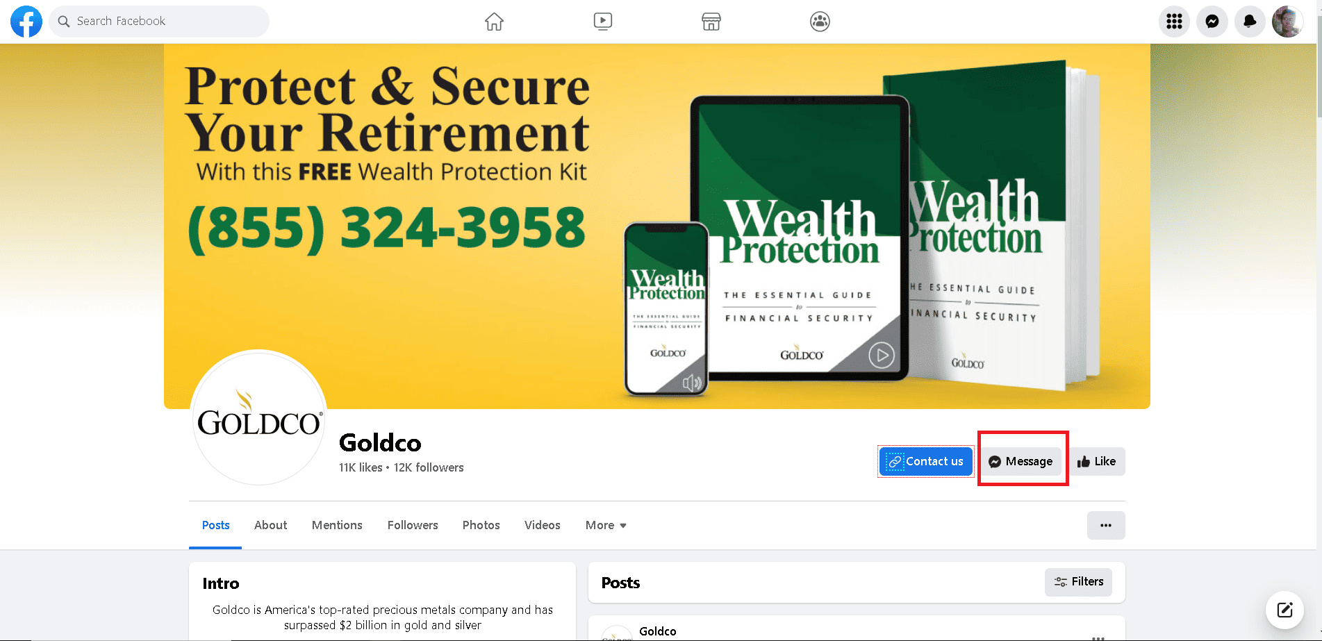 Goldco Facebook profile