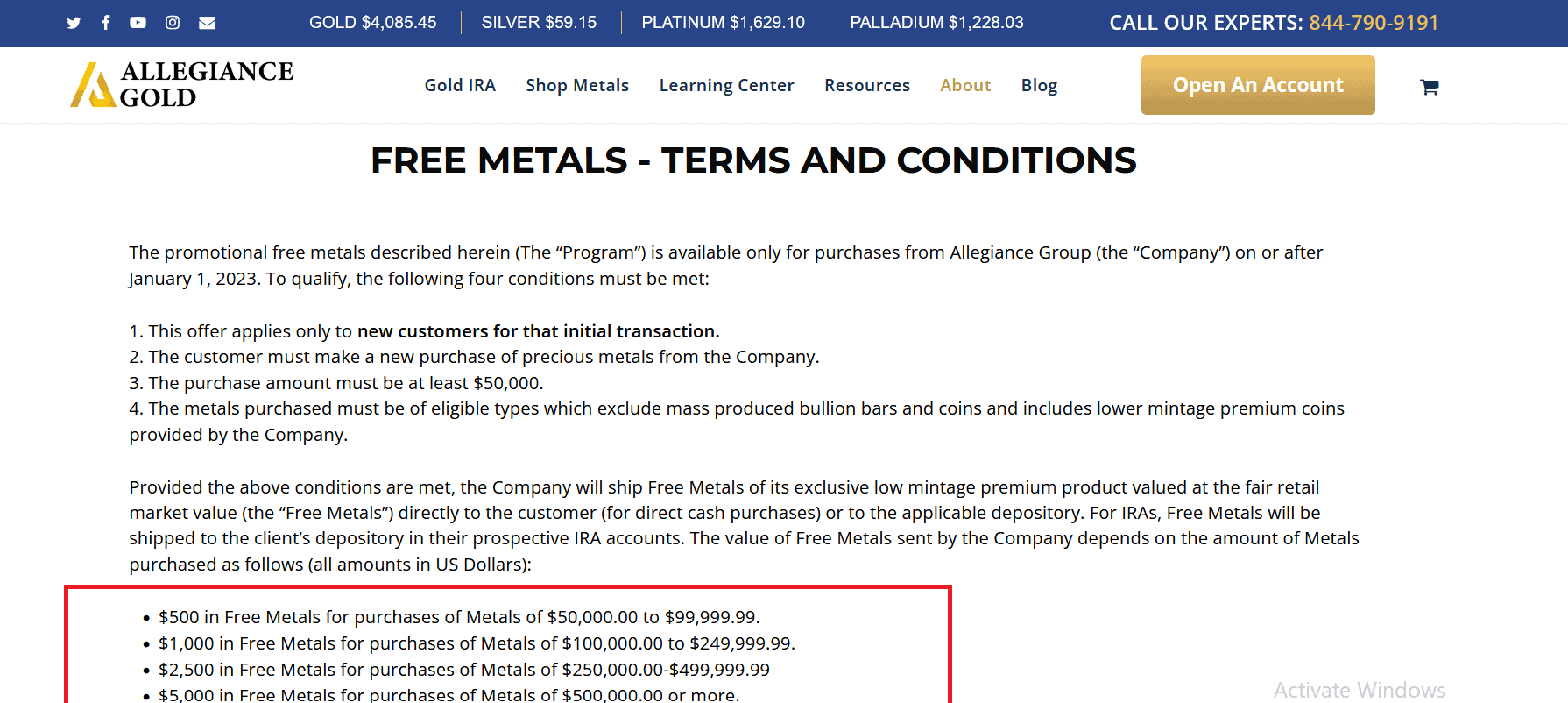 Allegiance Gold has a free silver offer.