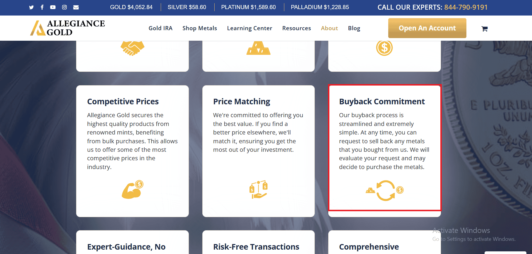 Allegiance Gold metal buyback policy.