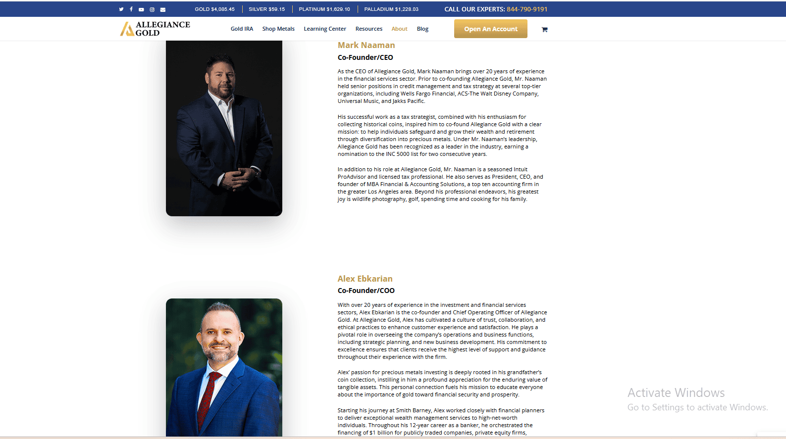 Mark Naaman and Alex Ebkarian are co-founders of Allegiance Gold.