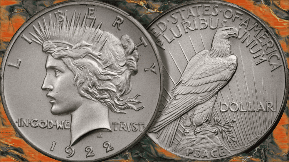 1922 Peace Dollar, High Relief, Matte Proof is a good example of a high relief proof coin.
