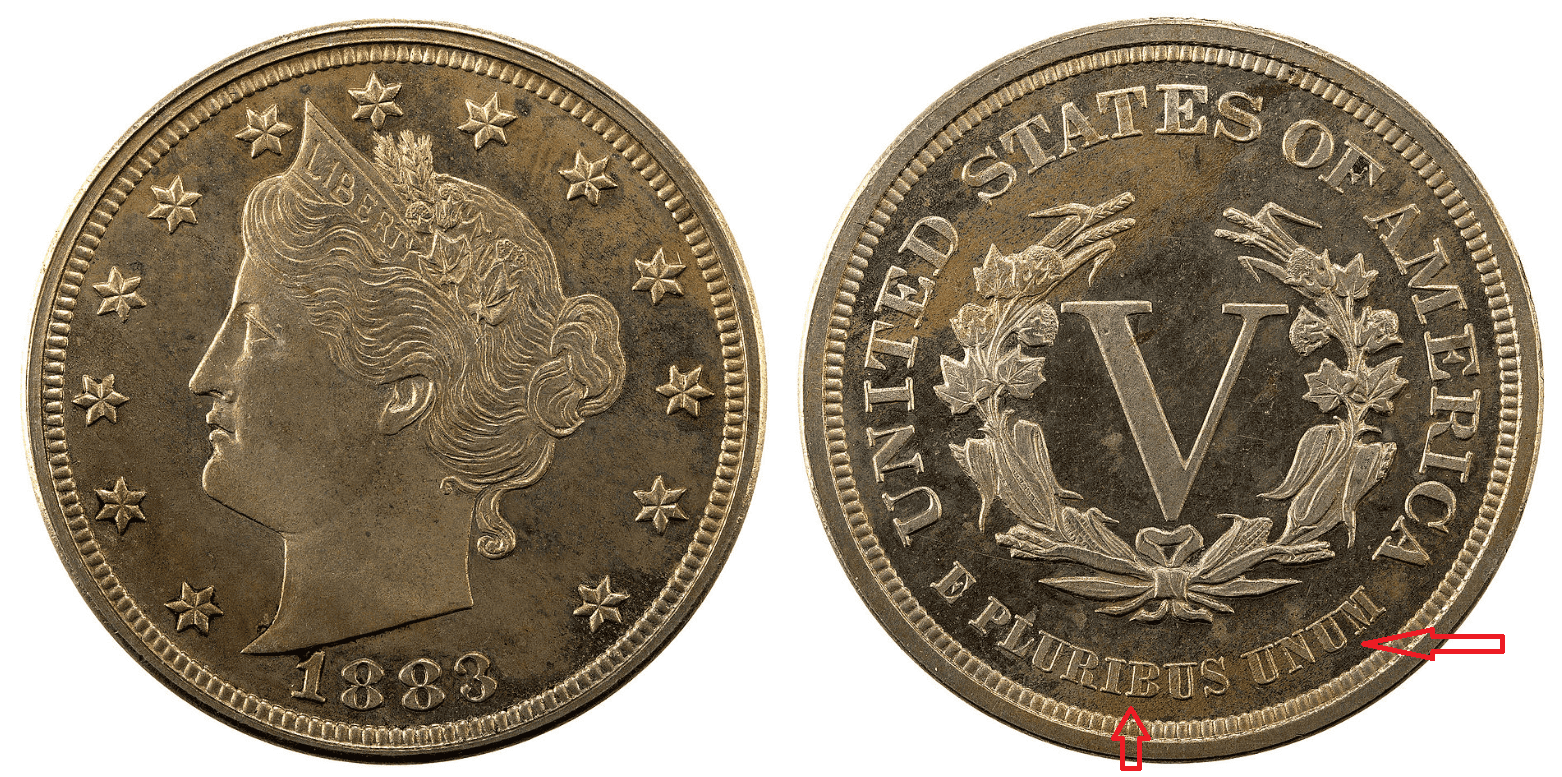 Example of an exergue on Liberty Head Nickel