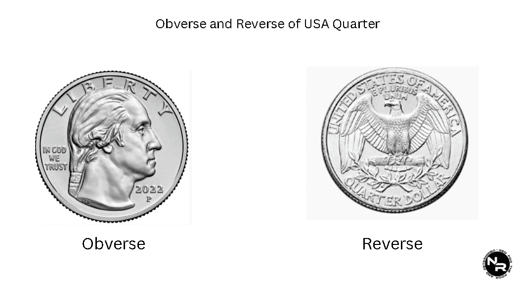 Obverse and reverse of USA quarter Obverse and reverse of USA quarter