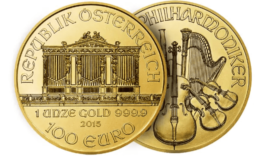 Austrian Philharmonic is a gold IRA-approved coin with an elaborate rim Austrian Philharmonic is a gold IRA-approved coin with an elaborate rim